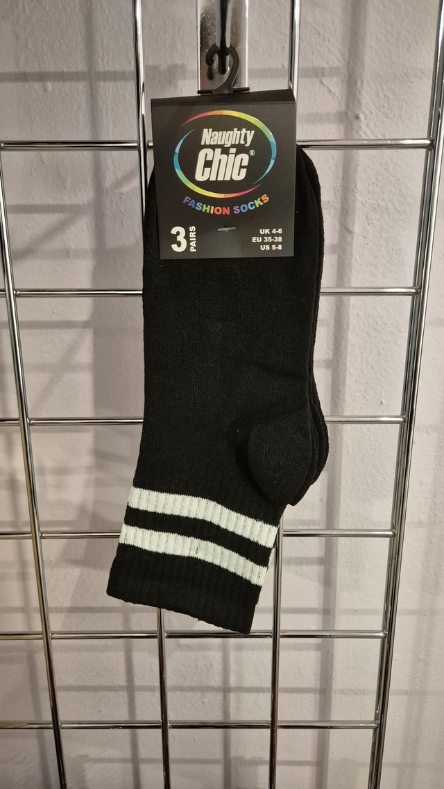 Black Striped Calf Socks