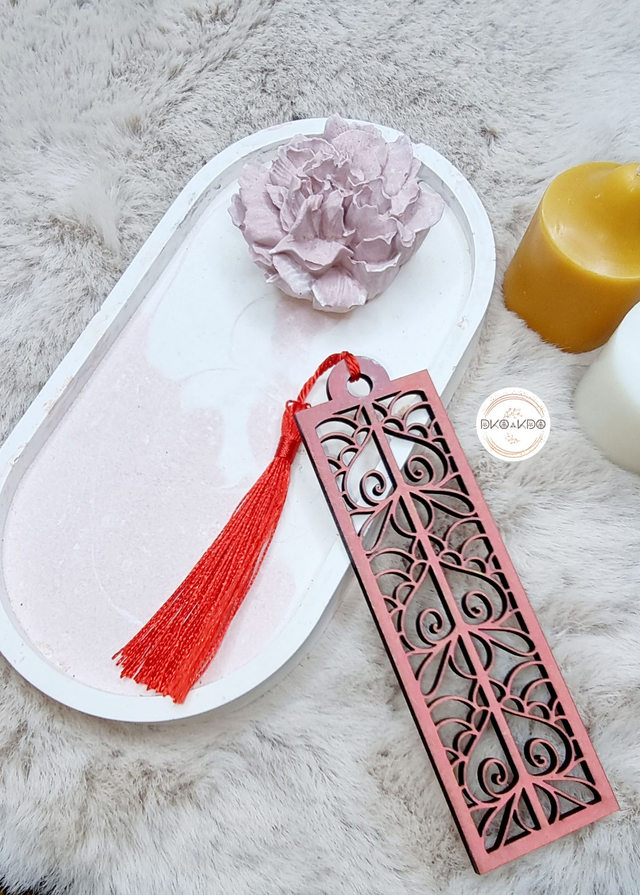 Marque-page en bois ROUGE PASSION