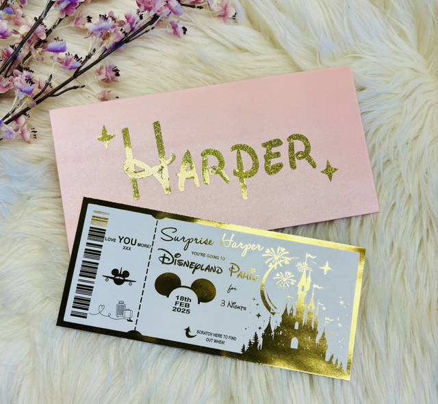 Disneyland Paris scratch reveal boarding pass 