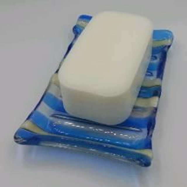 Blue, vanilla &amp; clear soap dish 