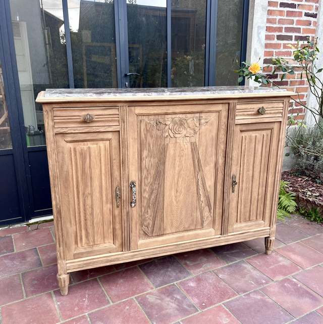 Grand buffet art déco en chêne massif