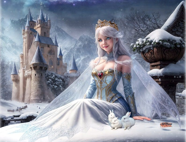 Reine des Neiges Enchantée ❄️ | Tableau Fantasy Hivernal – Décoration Murale Magique 🏰