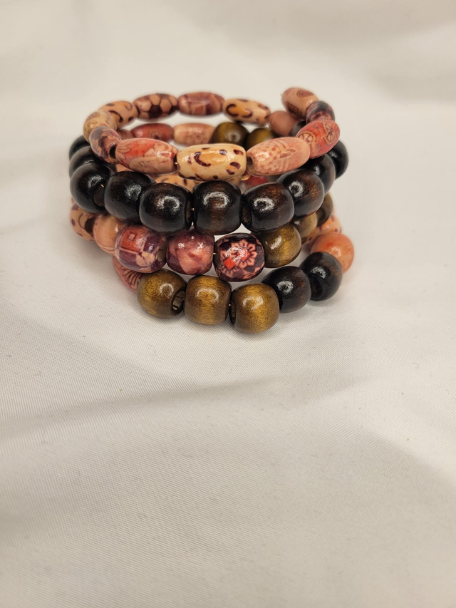 Wood bead wrap bracelet 