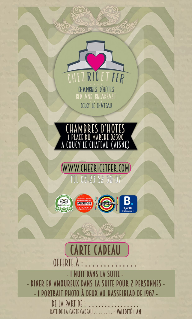 Carte Cadeau 1 nuit pour 2 personnes dans la Suite  + 1 diner pour 2 personnes + 1 portrait Photo argentique à deux au Hasselblad de 1967 (2)