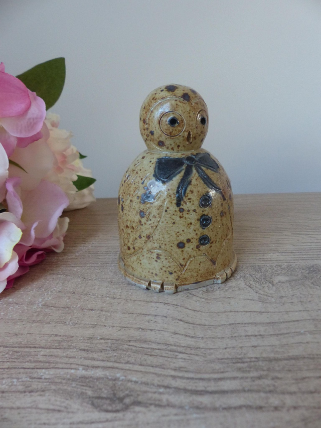 Chouette Vintage en Grès Pyrité – Sculpture Artisanale Céramique Zoomorphe pour Décoration Authentique et Chaleureuse, Collection ou Cadeau