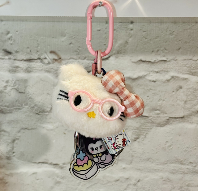Hello Kitty plush pendant charm with handpainted mirror &amp; matching charms PINK design