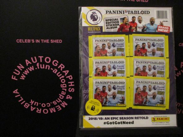Panini Tabloid Premier League (Panini) Original Sealed 6 Sticker Packets On Cardboard