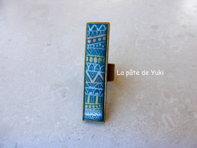 Bague rectangulaire - Bleu canard