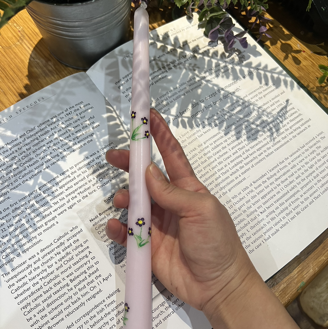 Hand painted taped candle