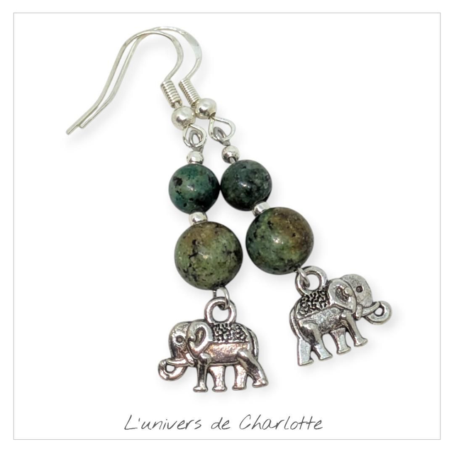 Boucles d&#039;oreilles &quot;Turquoise africaine&quot; BO-066