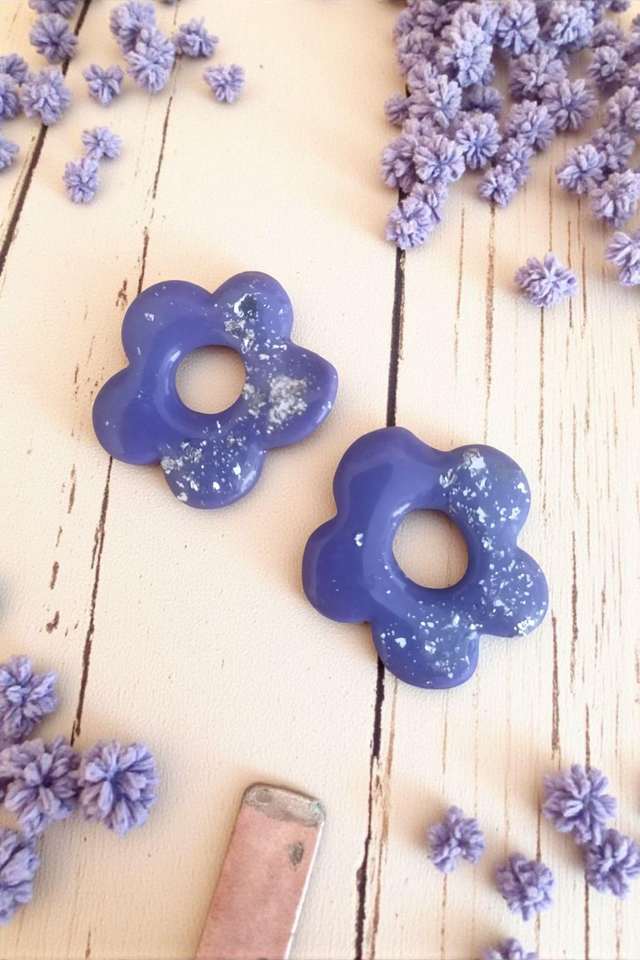 Pampilles interchangeables violette et feuilles argentées 