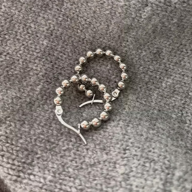 Beaded hoops - silver