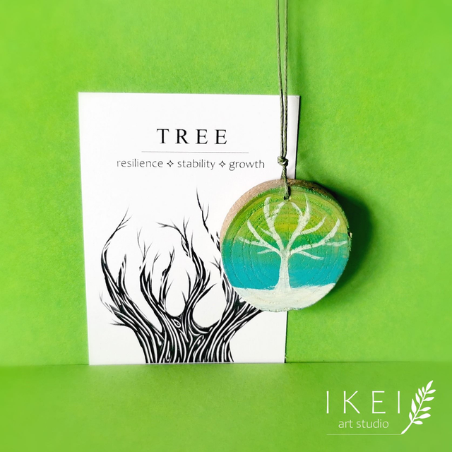 Tree charm Blue green