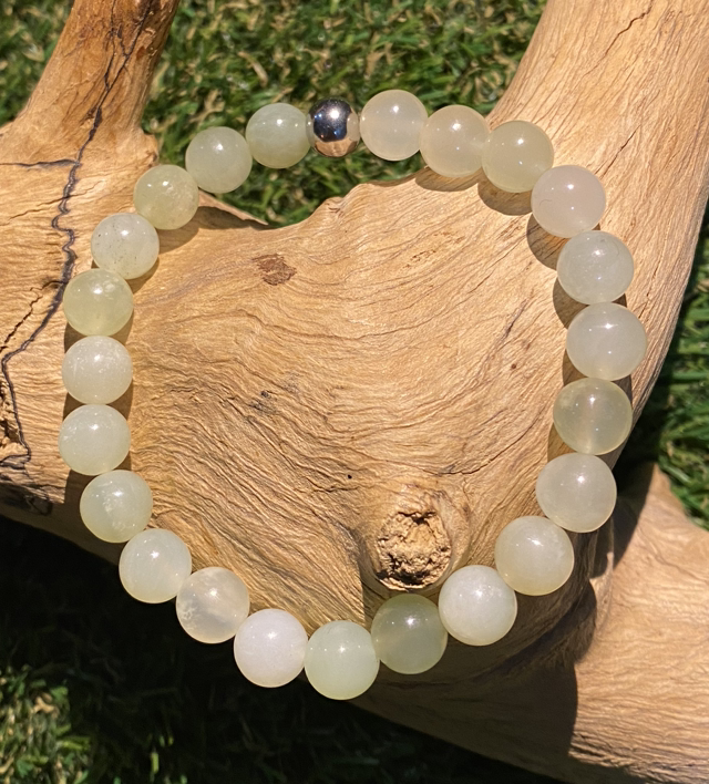 Bracelet Jade Vert , perles 8 mm