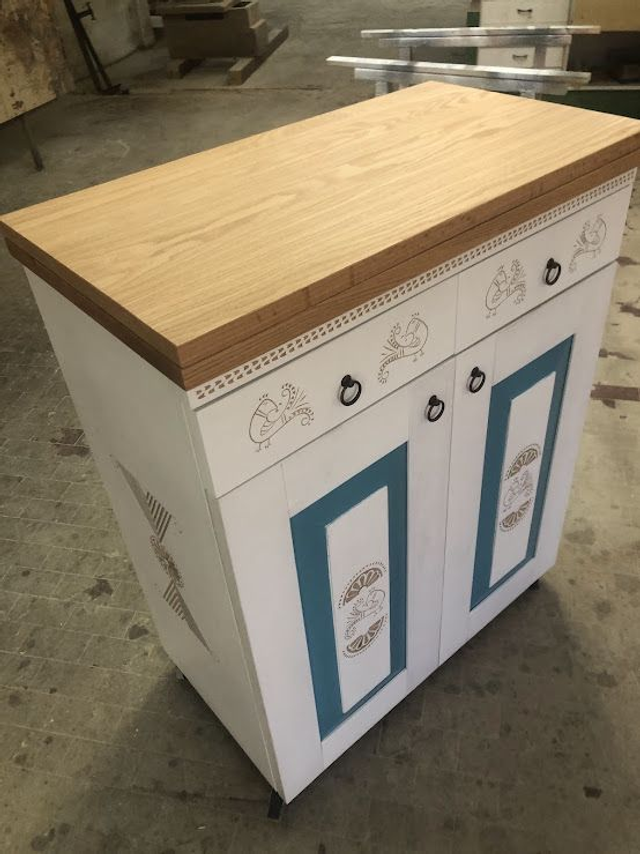 "Tiria" Mobile cucina in arte Sarda con rotelle