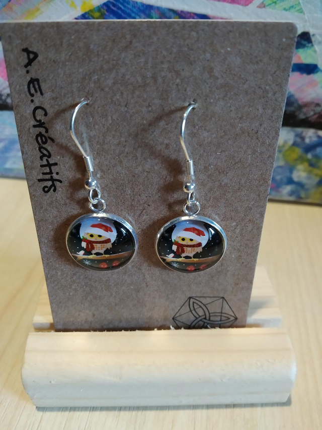 Boucles D&#039;oreilles Cabochons Noël 