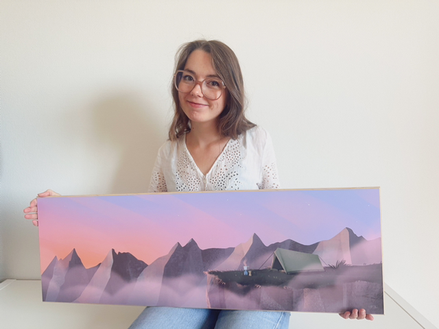 Tableau Bivouac coucher de soleil