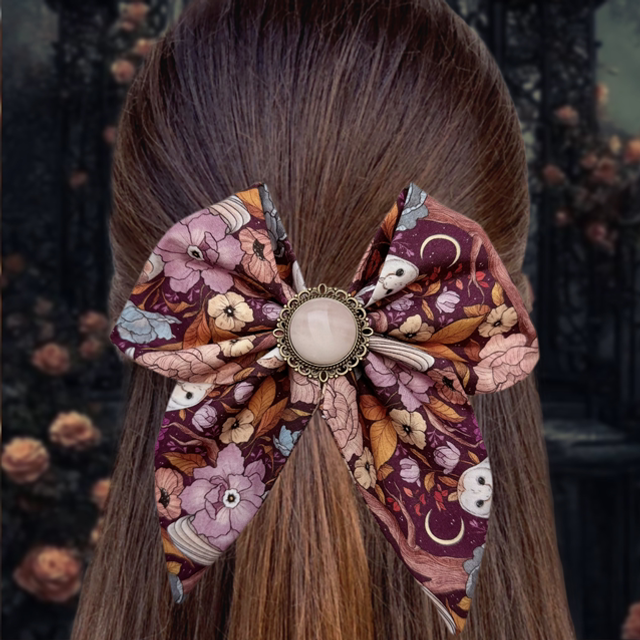 Barrette à cheveux - Chouette - Quartz rose