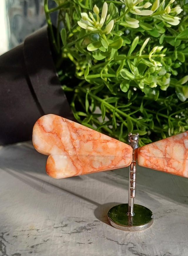 Red Vein Jasper Dragonfly on Stand