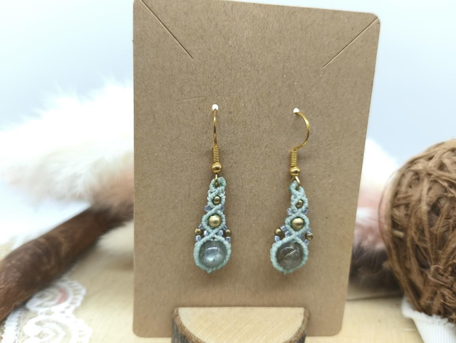 Boucles d'oreilles perles laiton, perles miyuki et perles labradorite 