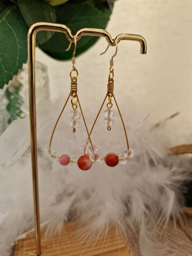 Boucles D'oreilles Cornaline Cristal Acier