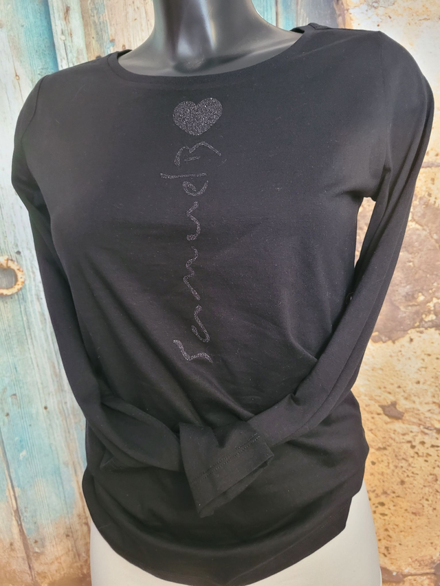 T-Shirt noir Femme Longue manche(A34)