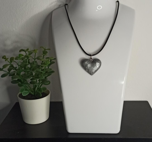 Pendentif coeur gris marbré CO002