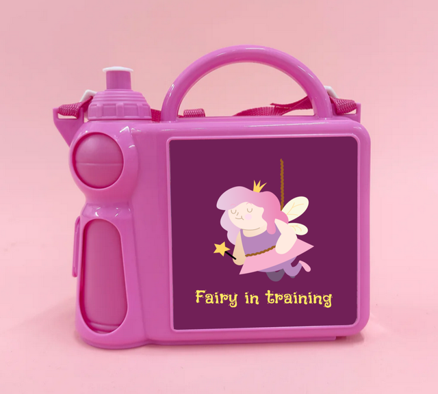 Lunchbox with water bottle and Handle - Pink  - Fairy