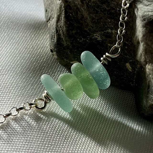 Quadruple Sea Glass Bar Necklace