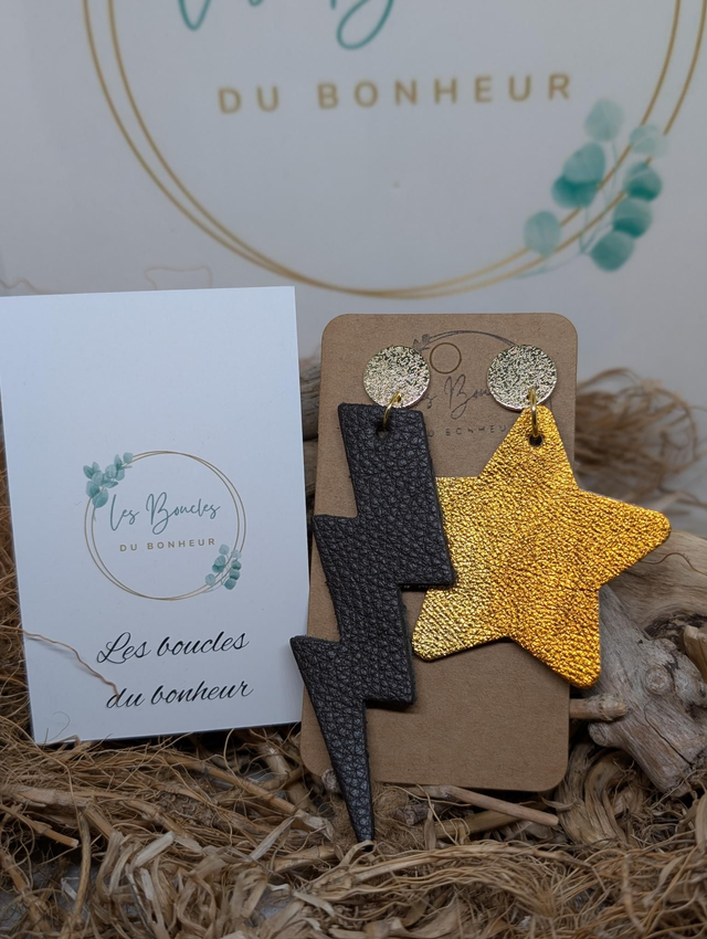 Boucles d'oreilles Asymétrique chocolat orange irisé zk002