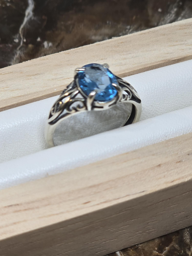 Bague Argent 925 et Topaze bleu 