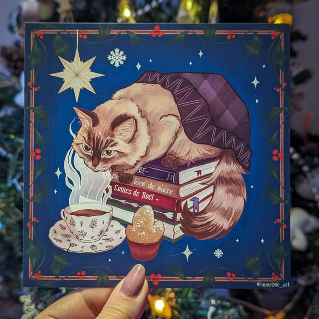 Carte de vœux | Chat de Noël | Artprint 