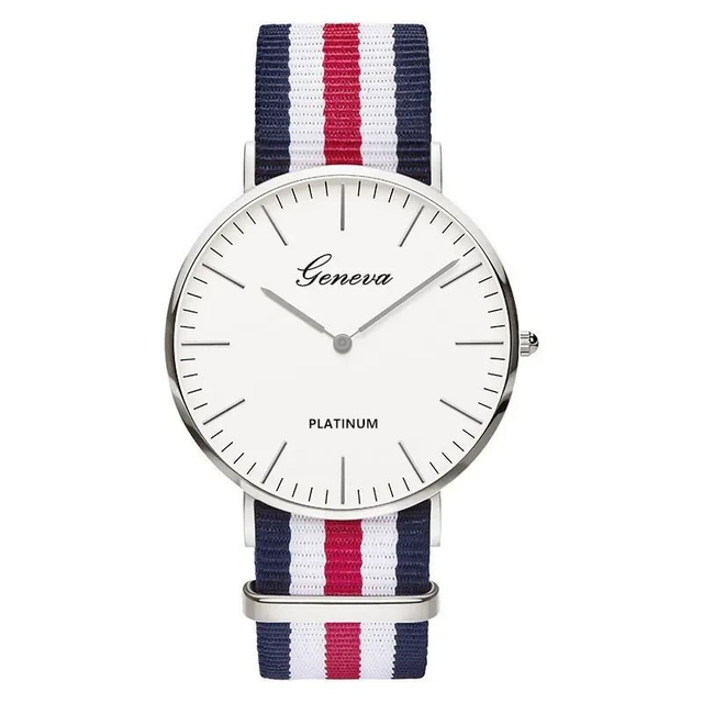 montre pour femme bracelet en Nylon bleu blanc rouge