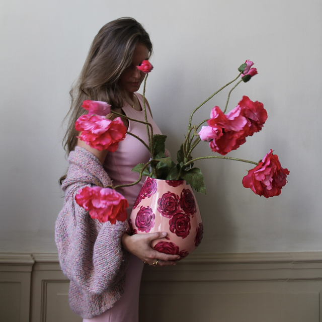 Handgeschilderde Vaas Tasman M roses