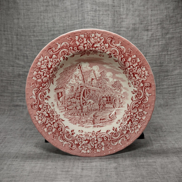 Royal Tudor Ware | Soepbord Diepe bord (diameter 23,0 cm | hoogte 4,5 cm) ‘17th Century England’ motief in roze kleur | Vintage