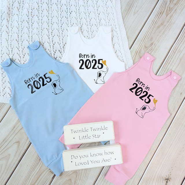 Unique White Baby Romper - Born in 2025 - Handmade & Sustainable