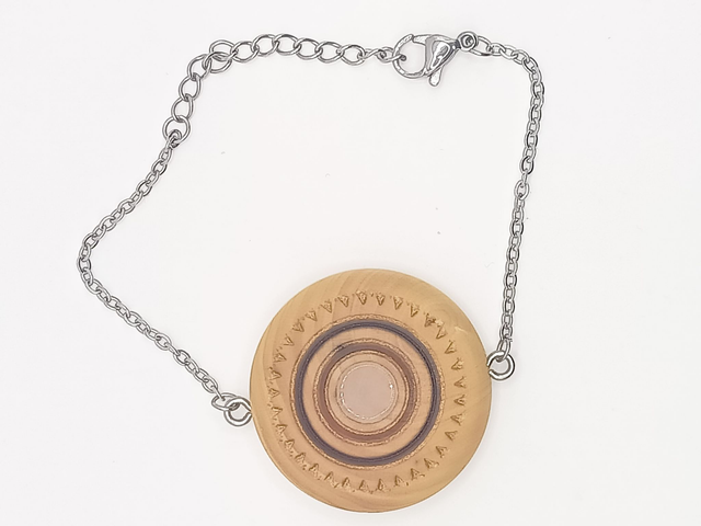  Bracelet Buis Géométrique, Quartz Rose