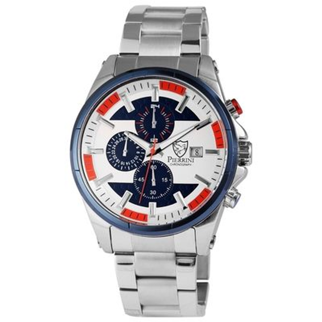Montre Pierrini homme chronographe étanche lumineuse  bracelet acier inoxydable date