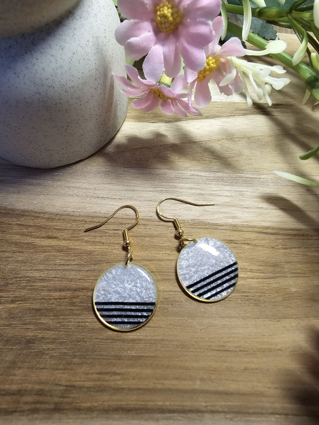 Boucles d&#039;oreilles 20mm OR -&quot;Un Cœur à la Mer&quot; — L&#039;élégance au rythme des vagues-rayer noir