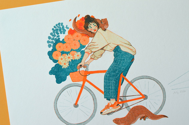 Affichette A4 Inktober La fille aux loutres