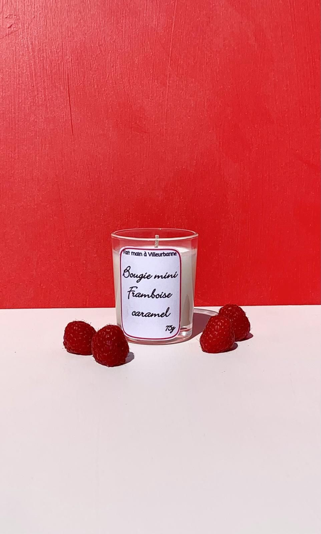 Bougie mini framboise caramel 70g
