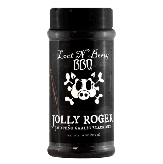 Loot n Booty BBQ Jolly Roger Jalapeño Garlic Black Rub 14 oz