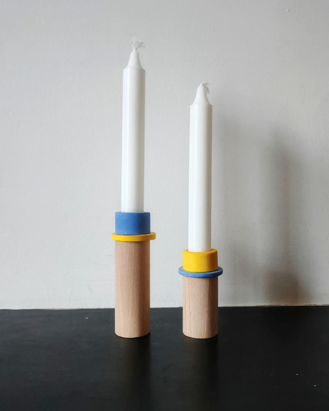 Bougeoirs - Bleu et jaune