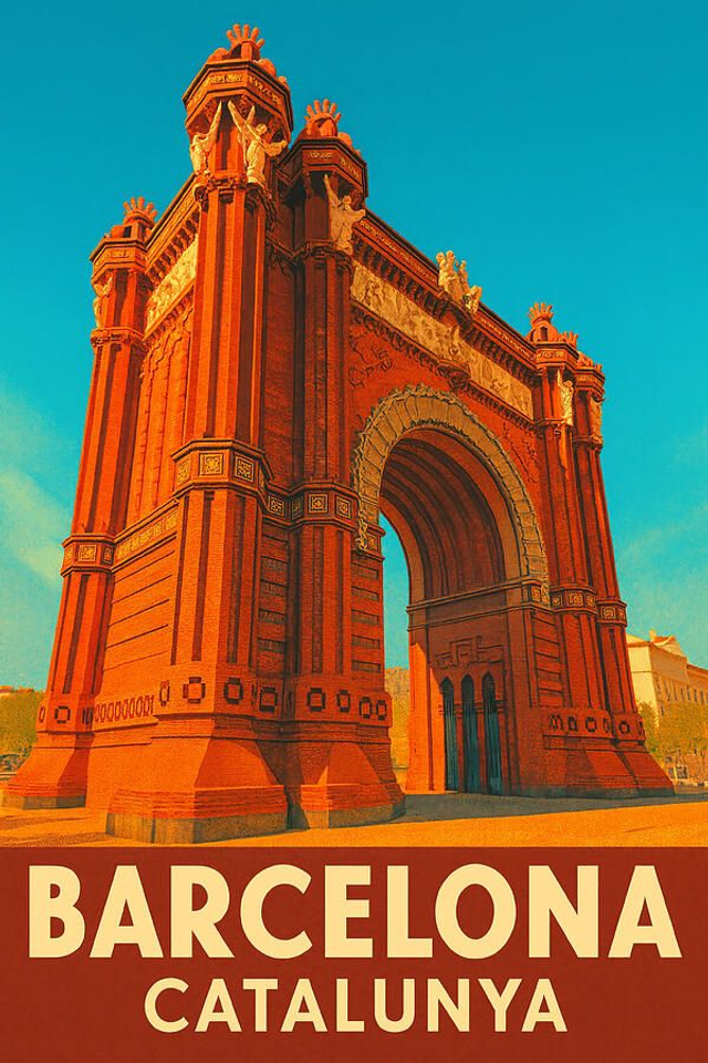 Arc de Triomf Póster de Viaje Vintage de Barcelona, Catalunya.