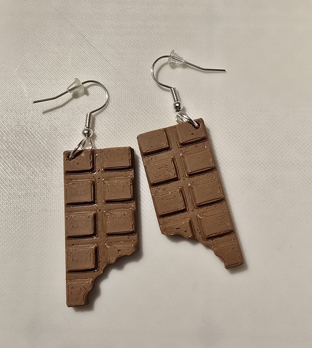 Boucles d'oreilles tablette de chocolat