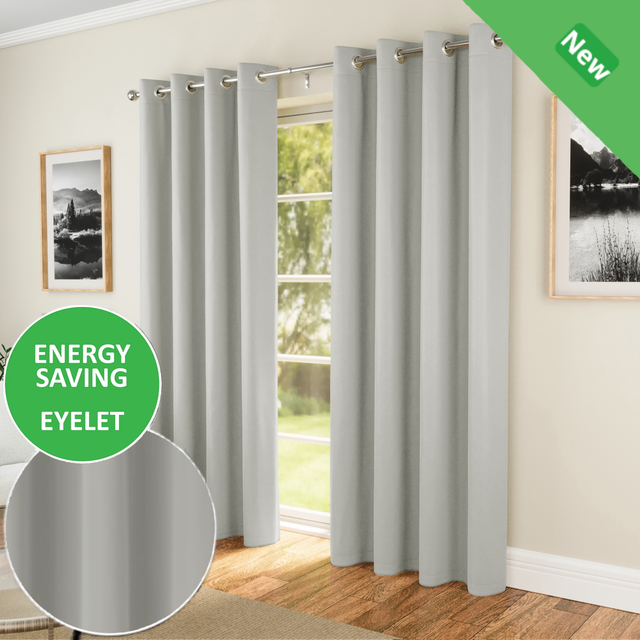 Enhanced Living Nightfall Supersoft Grey Thermal Room Darkening Readymade Eyelet Curtains