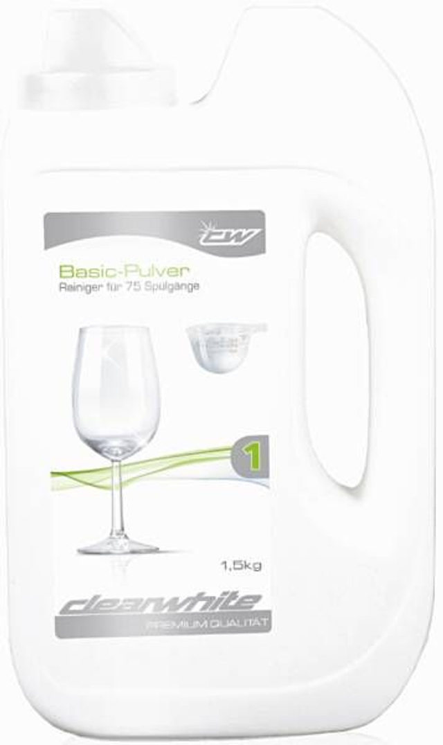 Clearwhite Geschirr-Reiniger für Geschirrspüler Basic Pulver - Dosierflaschen befüllt 1,5 kg