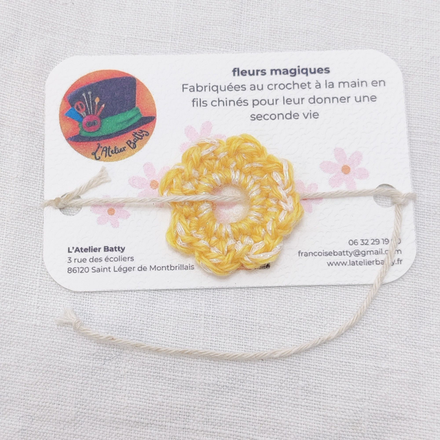 Fleur solo Anémonette Citron Paillettes