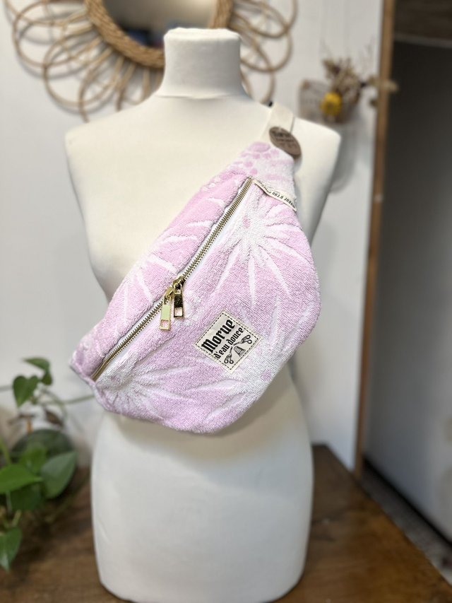 sac banane M éponge pink & white