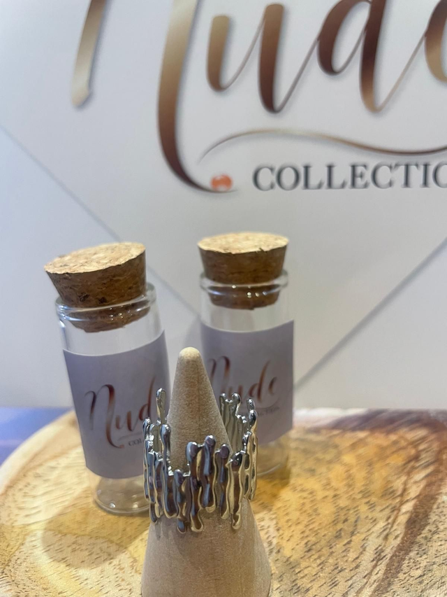 Bague réglable en acier onoxydable couleur argentée Collection Nude